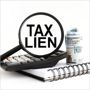 Image of book, calculator with text "Tax Lien" - LewisMcDaniels